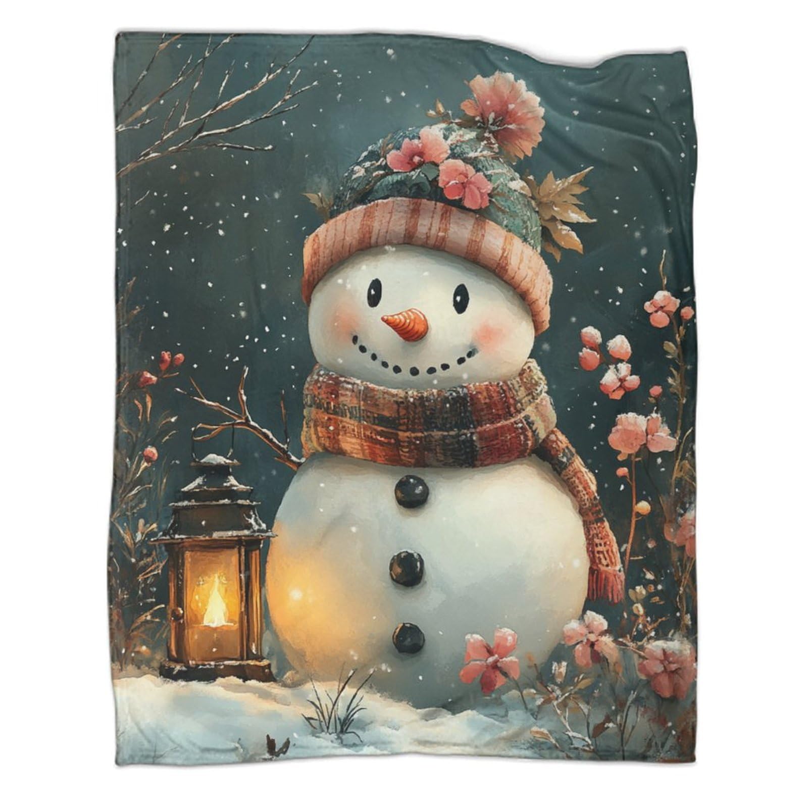 Couverture plaid bonhomme de neige chaude et jeté de canapé polaire 3D