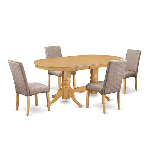 VADR5-OAK-16 5 Piece Dining Room Furniture Set Includes an Oval