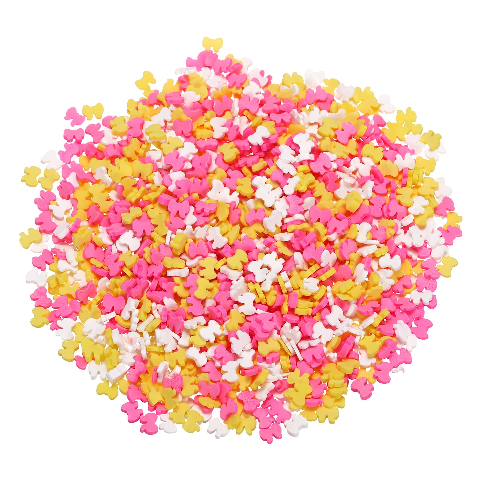 sourcing map Fake New-Style Bow, 6 Set Pentagram Polymer Clay Slices for Nail Art DIY Crafts Phone Case Shaker Card Filler, White/Pink/Yellow
