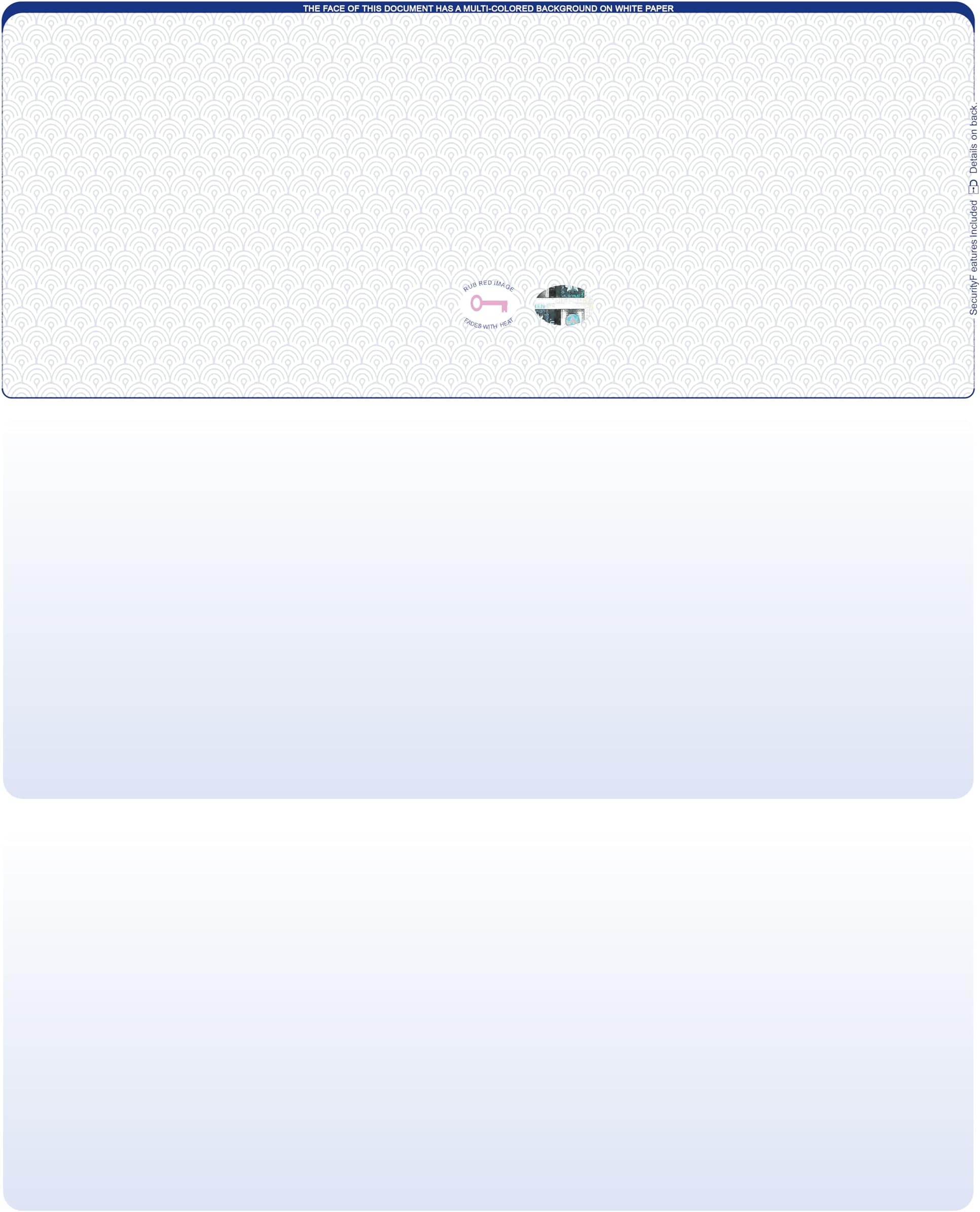 Blank Hologram Top Computer Checks, Blank Top Hologram Laser Checks with Perforated Vouchers, Qty. 250 Blue