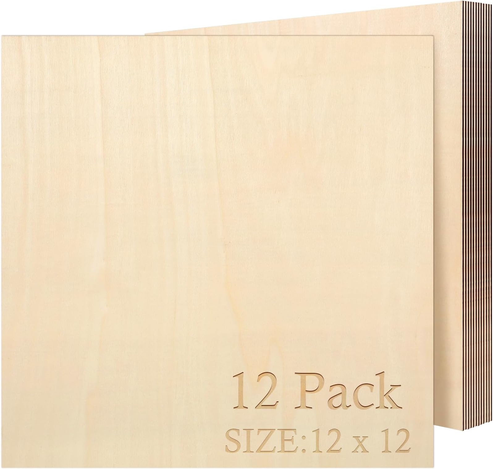 Blisstime 12PCS 12x12 Inch Wood Squares Unfinished Square Wood Pieces for Crafts,Painting, Writing, DIY Supplies, Engraving and Carving, Home Decorations (12×12 Inch 12Pcs)