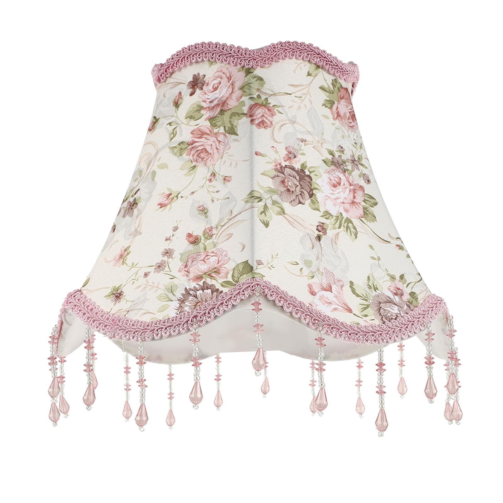 WOONEKY Table Lamp Shade Random Color with Creative Fringe Design Vintage and Simple Installation Pink Cloth and Iron Material, E27 Base for Bedside and Desktop Lamps