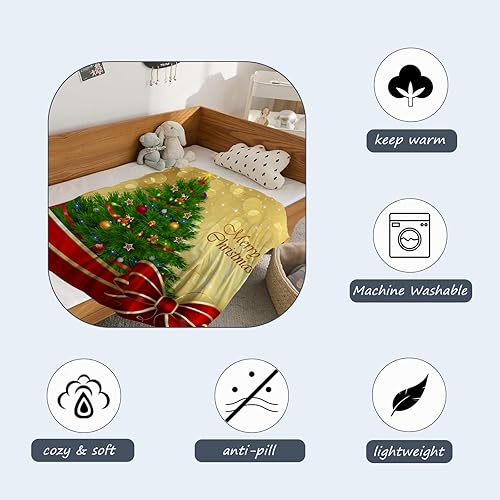 Miniatura 5 de Neatee Living Manta de Navidad para niños, manta pequeña para árbol de Navidad, manta de vacaciones de invierno para niñas y niños, cama de bebé,