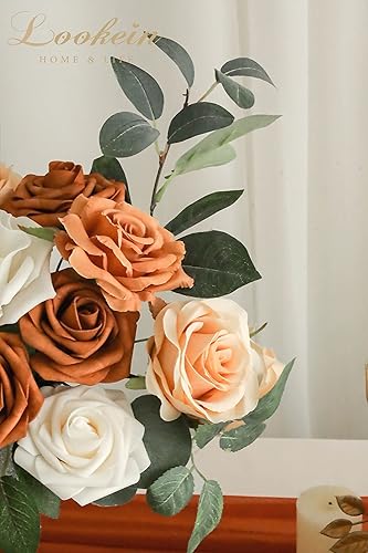 Miniatura 4 de Lookein Juego de 5 flores artificiales para decoración de boda, ramo de mesa, centros de mesa, arco de pasillo, decoración de flores, despedida de