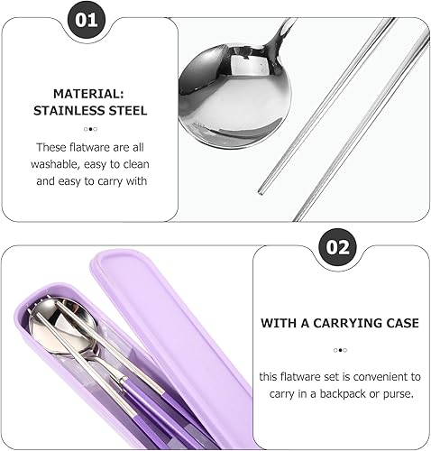 Miniatura 3 de Sosoport 304 palillos tenedor cubiertos de viaje camping cubiertos de acero inoxidable cubiertos de viaje camping cubiertos cubiertos cubiertos de