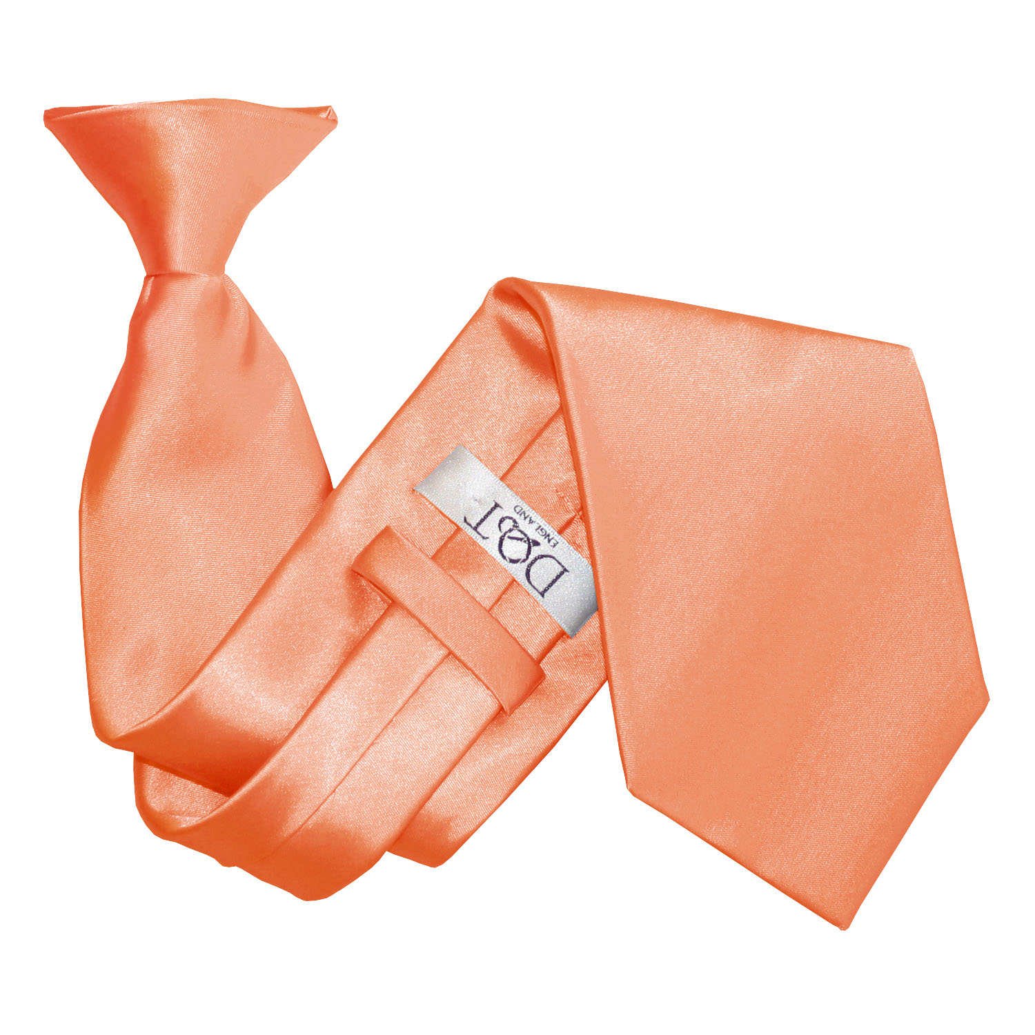 Dqt Men's Coral Plain Satin Clip-On Tie - Pre-Tied Necktie For Wedding, Business, Uniform, Security & Formal