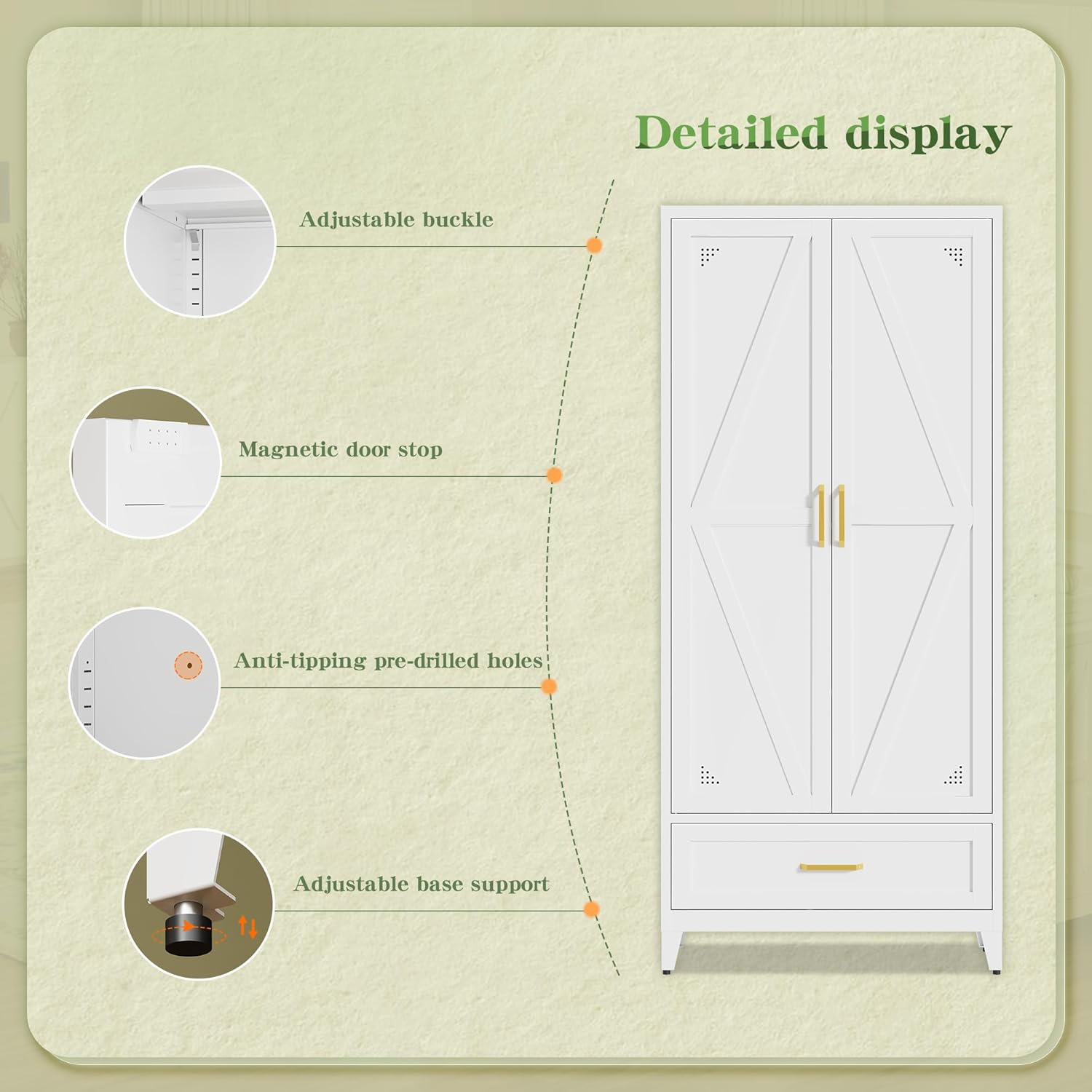 71" Tall Kitchen Pantry Storage Cabinet with Barn Doors, Drawer & Adjustable Shelves, Freestanding Storage Kitchen Cupboard, Versatile Food Pantry for Living Room, Dining Room, 32" wide,White