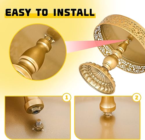 Miniatura 5 de 3 paquetes de soporte redondo dorado para tartas, juego de mesa de postre, plato de pastelería para cupcakes de frutas de caramelo para bodas,