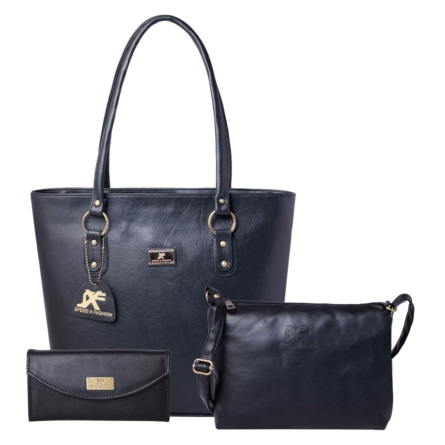 Speed X Fashion Women’s Handbag With Sling Bag (Set of 3)