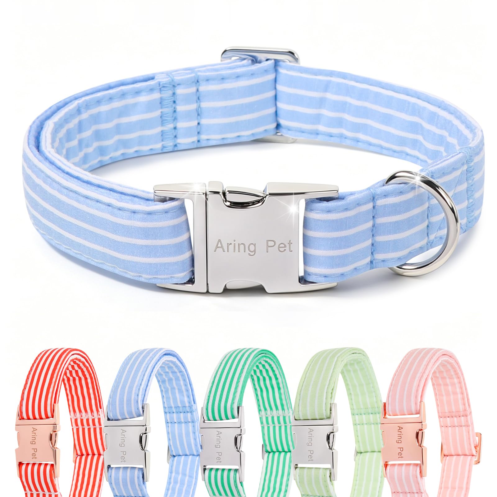 ARING PET Boy Dog Collar for Puppy Small Medium Large Dogs-Blue Stripe S