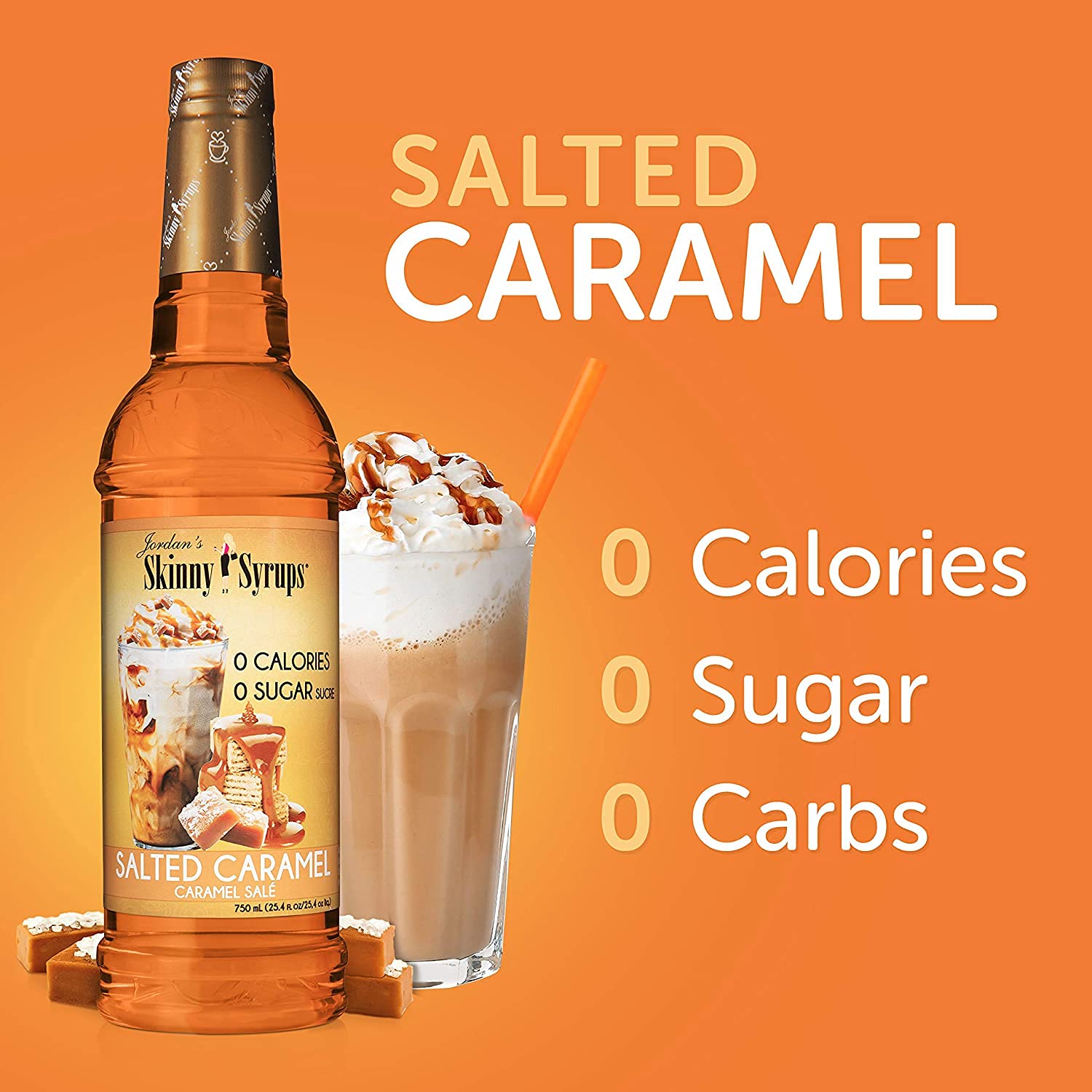 Jordan's Skinny Syrups Salted Caramel, Sugar Free Coffee Flavoring