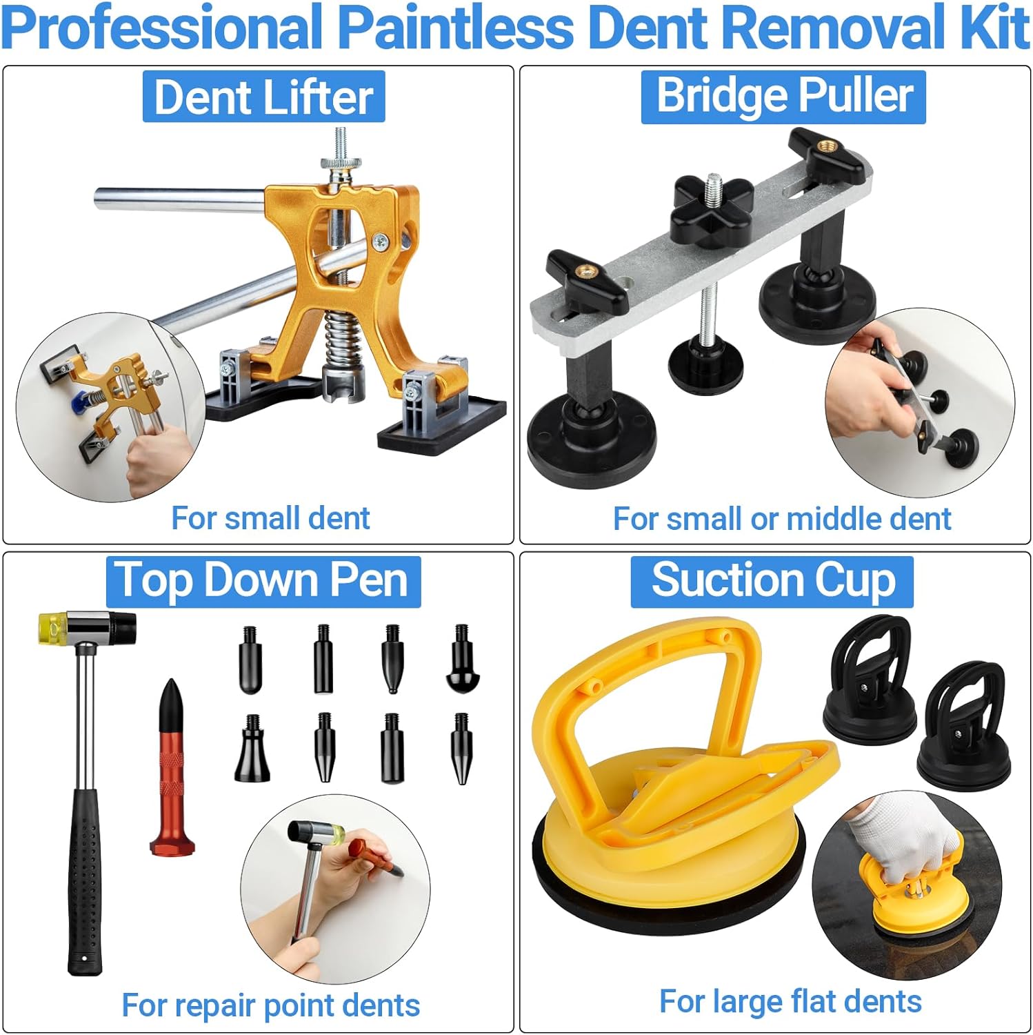 ZEUSFIRE 97PCS Dent Puller Kit, Paintless Dent Repair Kit with Golden