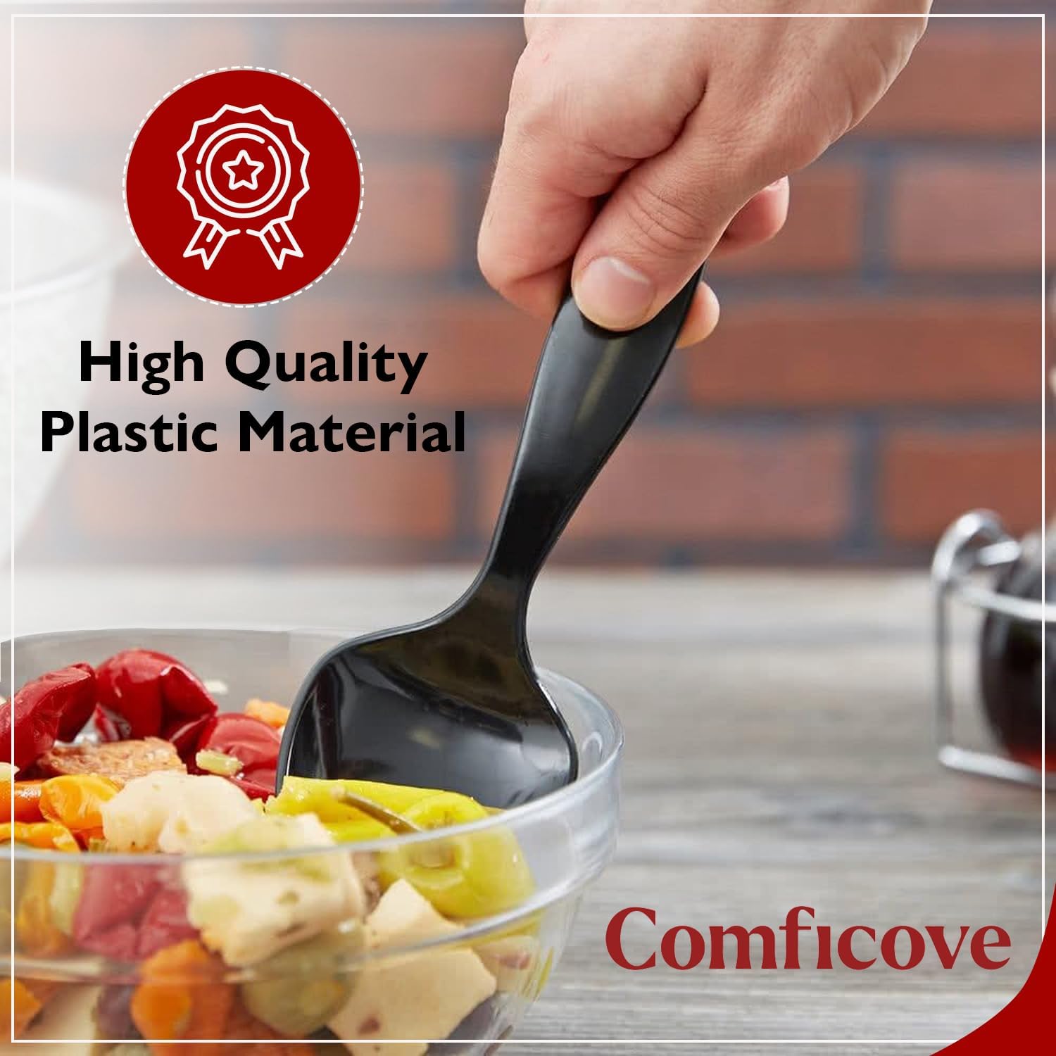 Heavy Duty Disposable Plastic Serving Utensils, Three Spoons, Forks, And Tongs, For Buffet Set Trays Food Warmers for Parties & Events Chafing Dishes for Catering (18 Serving Utensil Set)
