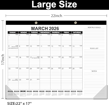 GuassLee Large Desk Calendar 2026,22 x 17 Desktop Wall Calendar 18 Months Planner Runs from Jan. 2026 to Jun. 2027 with Julian Date To-do & Notes Monthly Goals for School Home Office