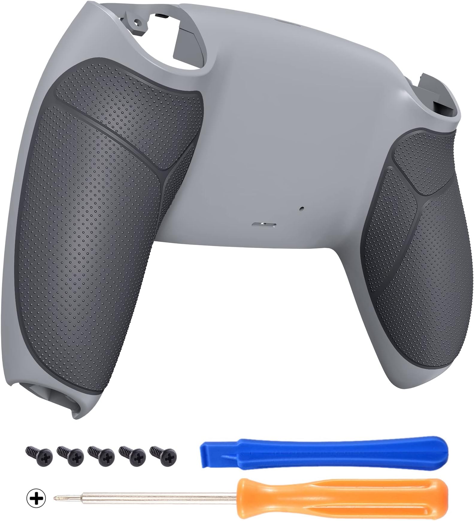 eXtremeRate ps5コントローラー用ラバライズドグリップカスタムバックハウジングボトムシェル、ps5コントローラー対応交換用バックシェルカバー【灰白&クラシックグレー】