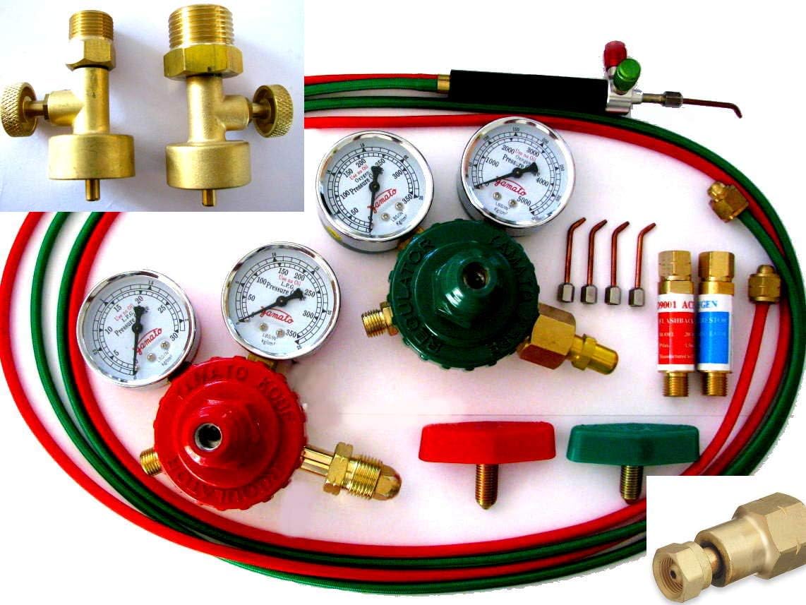 Jeweler's Oxygen Propane (or Acetylene) Canister Mini Soldering Torch, Regulators, Arrestors Kit