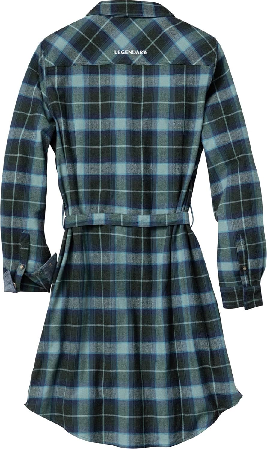 Legendary Whitetails Womens Plaid Flannel Dress with Pockets and Belt Long Sleeve Button Up Tunic - Image 3