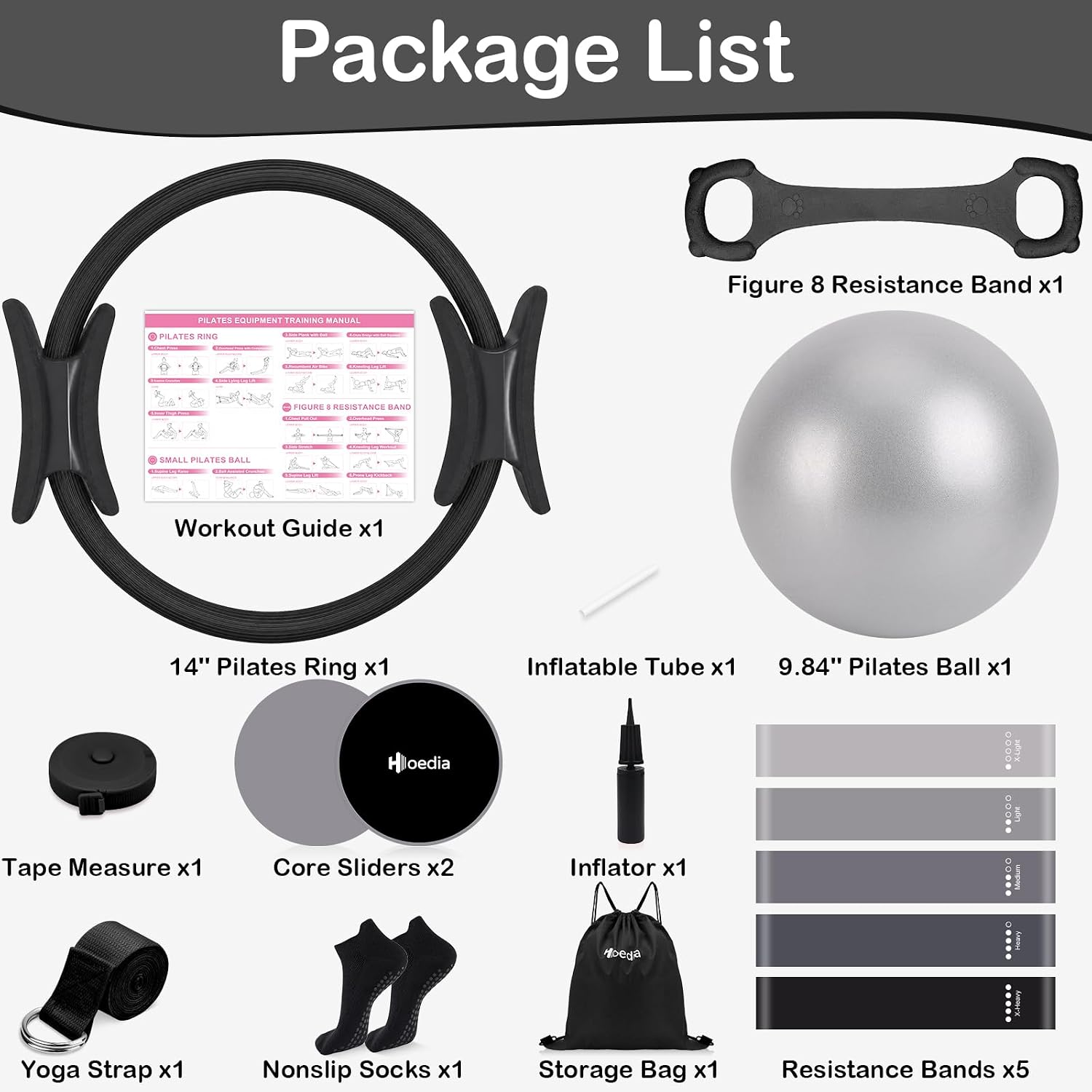 Hoedia Pilates Kit for Women, Pilates Equipment Ring and Ball Set image 2