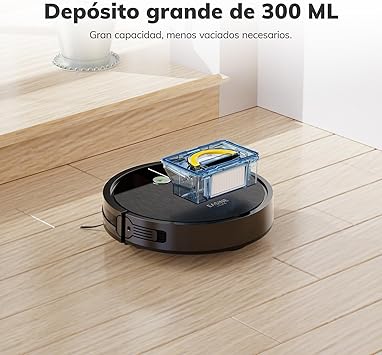 EASINE Robot Aspirador, Succión Potente, Diseño Sin Cepillos, Autorecarga, Mando, Delgado, Silencioso, para Pelo Mascotas & Suelos Duros, E34