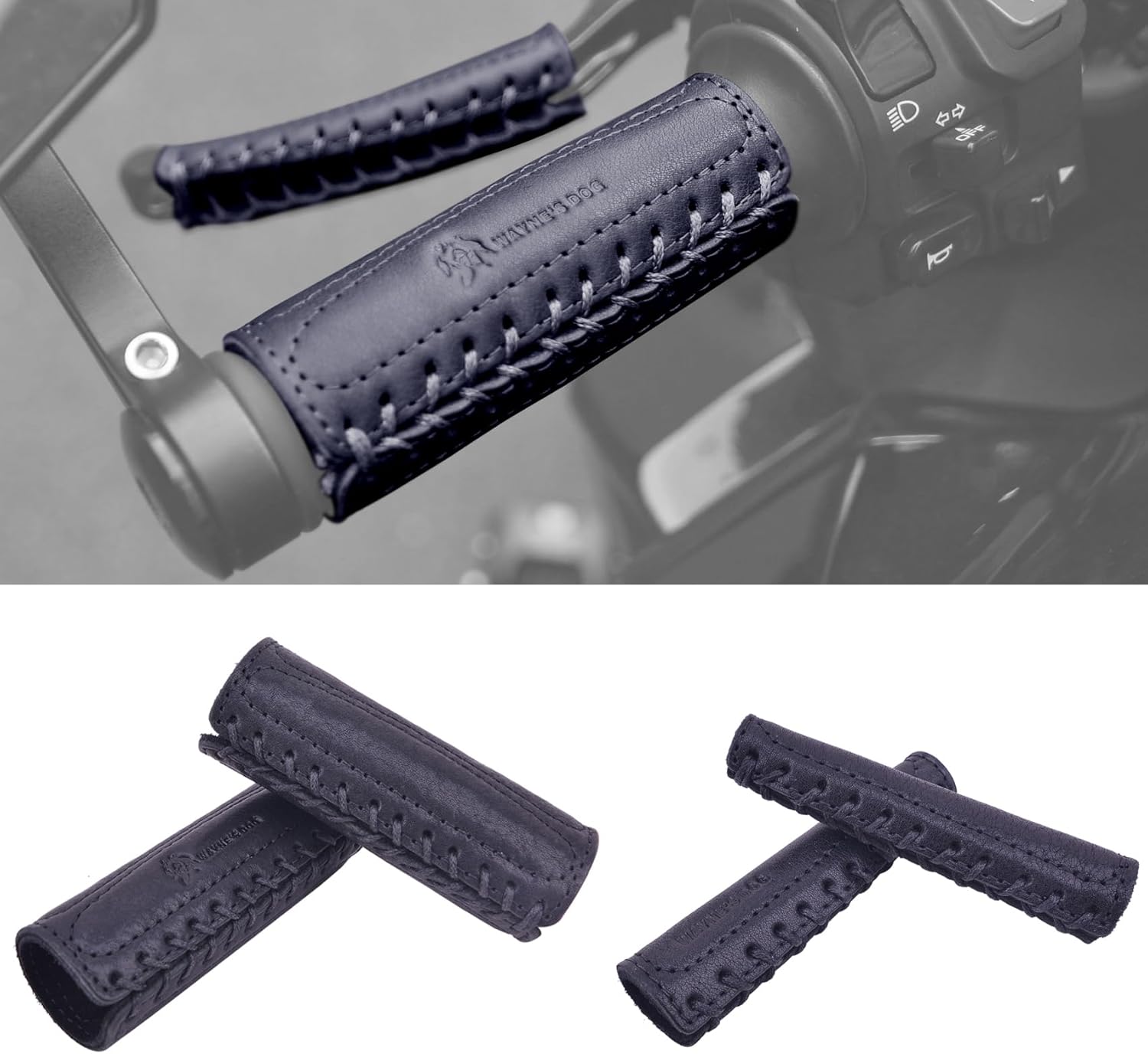 Leather Motorcycle Brake Clutch Covers, Handlebar Hand Grip Covers Throttle Grip Covers
