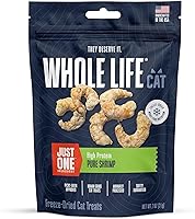 Whole Life Just One Shrimp Freeze Dried Cat Treats - Human-Grade High Protein Single Ingredient Snacks, USA Made Food Toppers 0.7oz