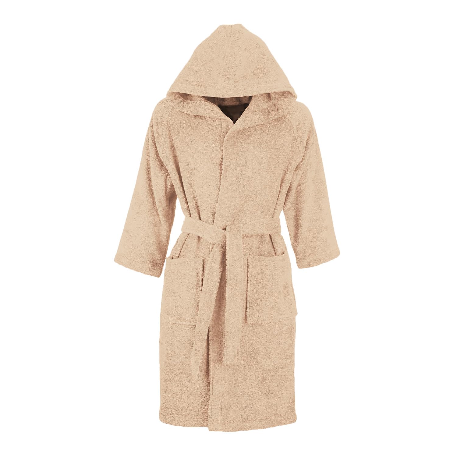 Peignoir à capuche S/M coton taupe KASANOVA vêtement de nuit éponge de bain