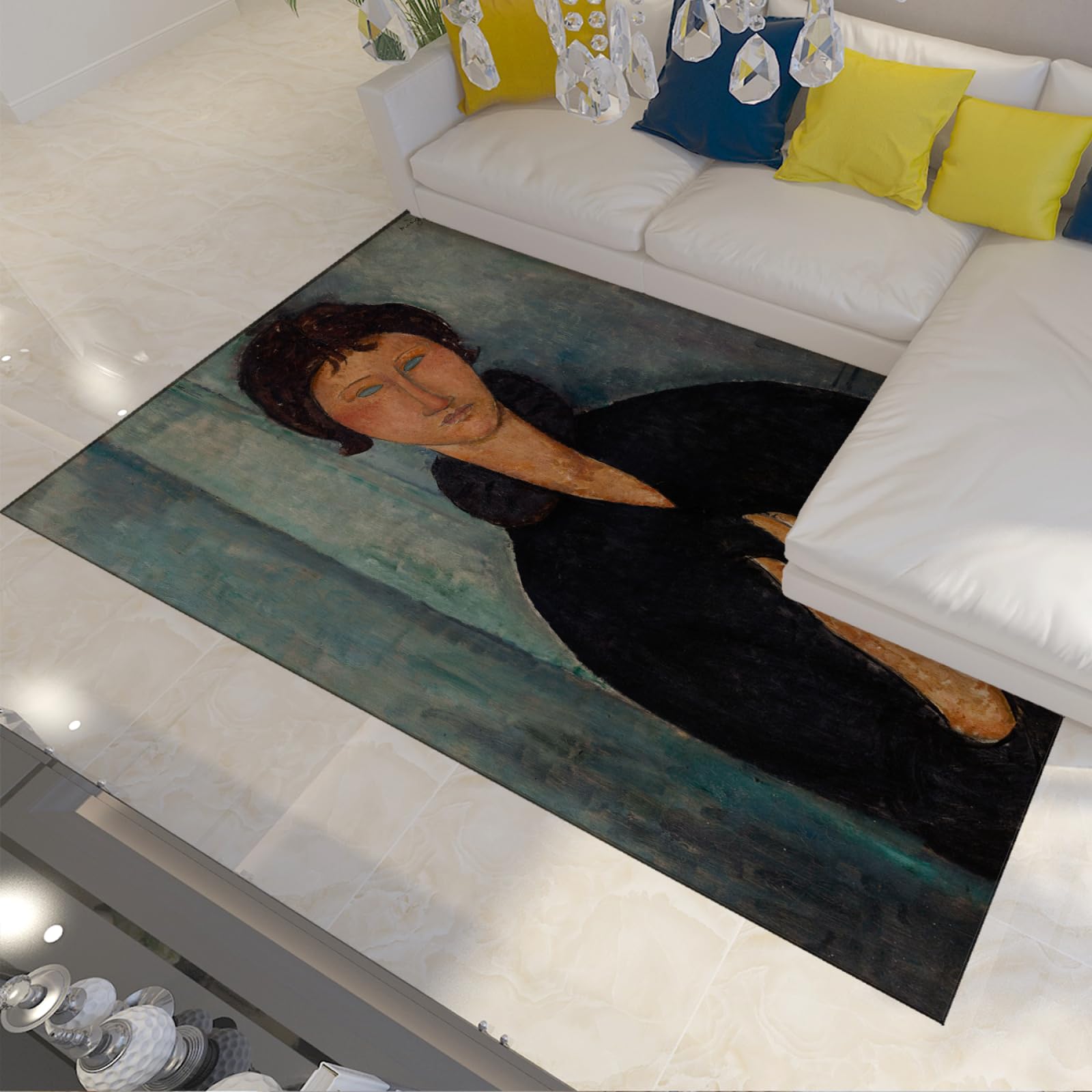 Tapis portrait de femme Modigliani design artistique salon 80x150cm