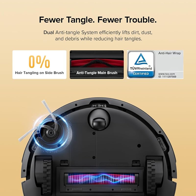 roborock Q7 M5 Robot Vacuum and Mop Combo, 10,000Pa HyperForce Suction | Dual Anti-Tangle System, APP-Controlled Mopping, LiDAR Navigation, Robotic Vacuum Cleaner for Pet Hair and Carpet, Black image 3