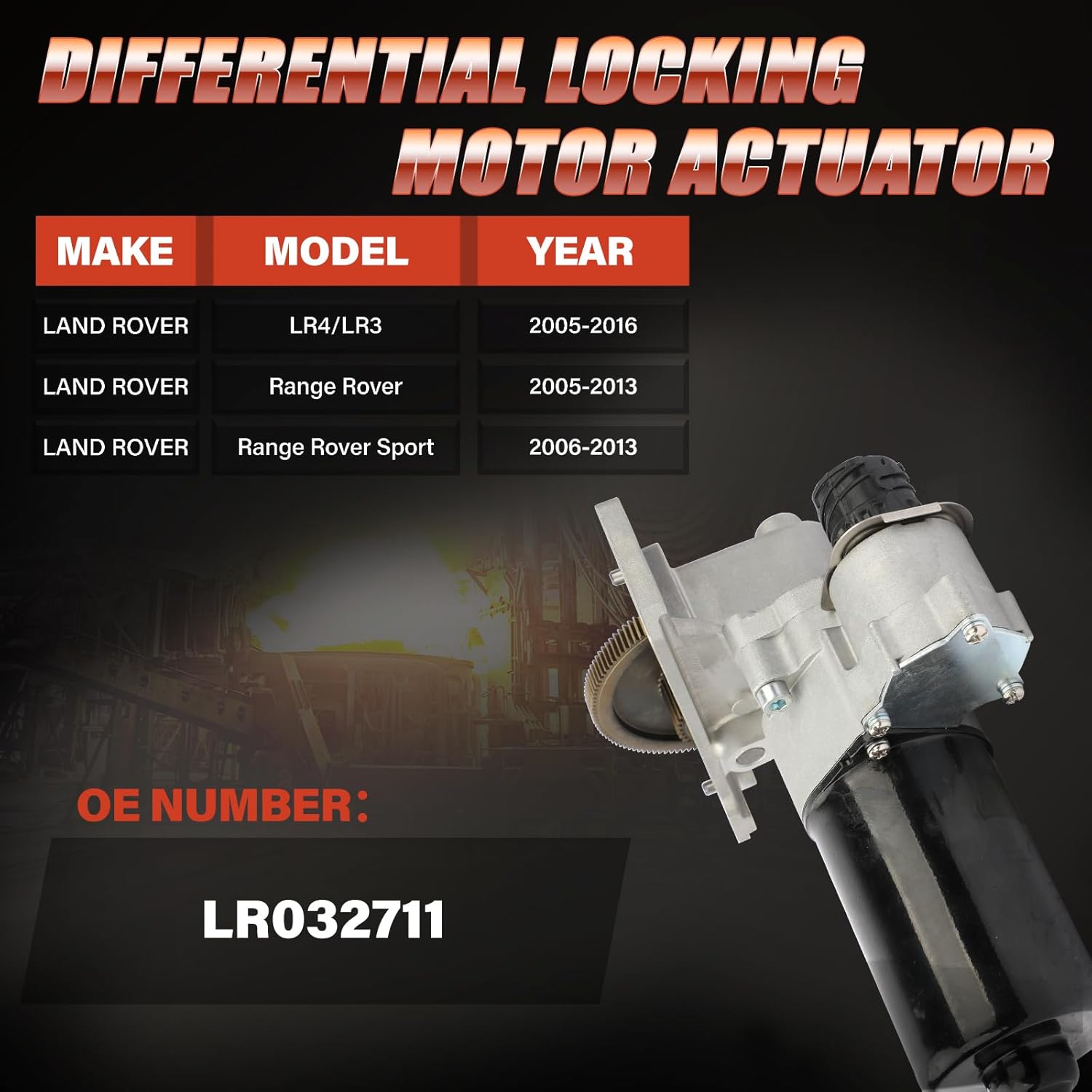 Rear Differential Locking Motor Actuator Fit for Land Rover LR4/LR3 2005-2016 | Fit for Land Rover Range Rover 2005-2013 | Fit for Land Rover Range Rover Sport 2006-2013, OE LR032711