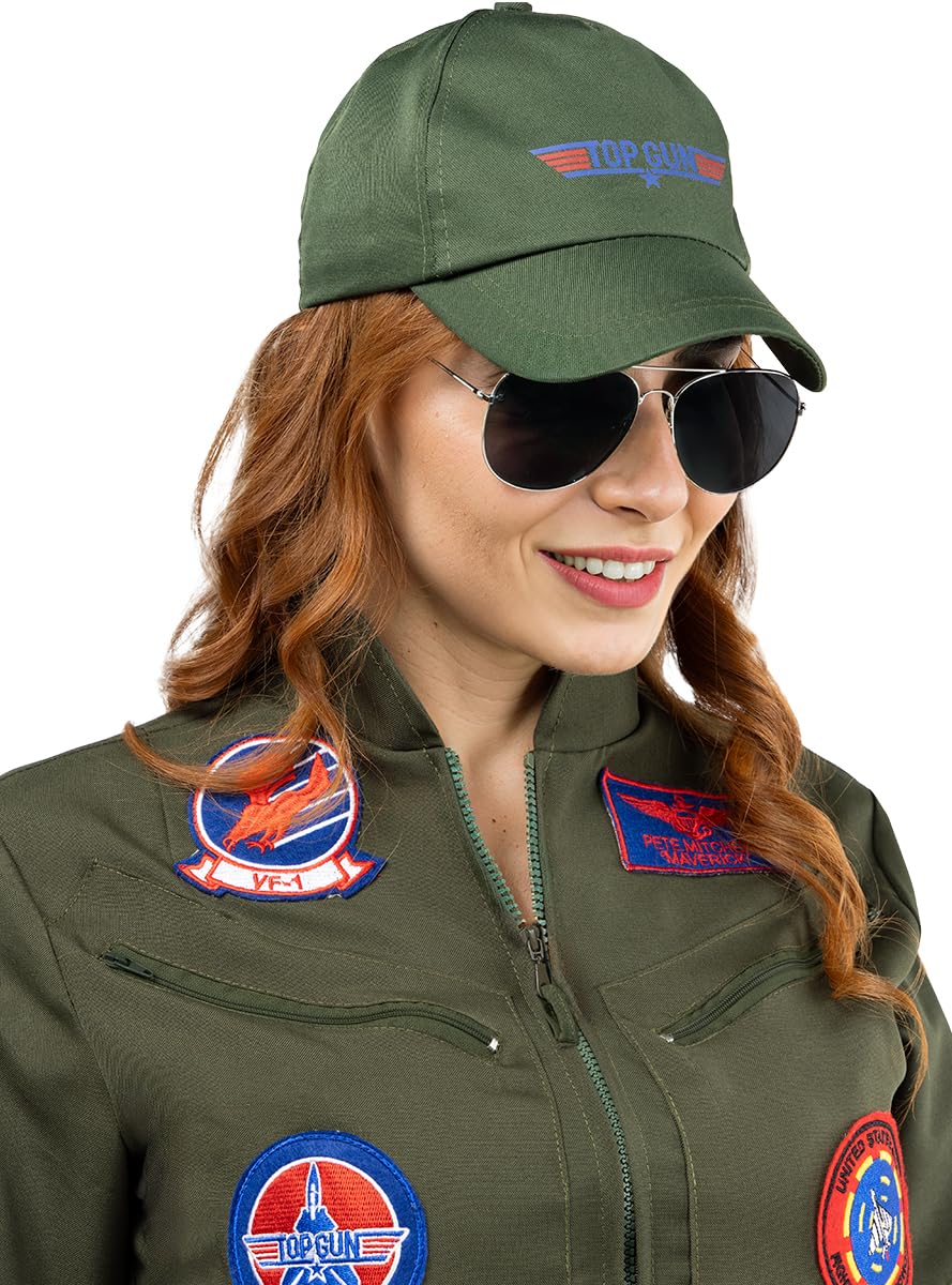 Funidelia | Top Gun Hat and Glasses Kit for Man Pilot, Aviator, Professions - Accessories for Adults, Costume Accessories - Dark Green