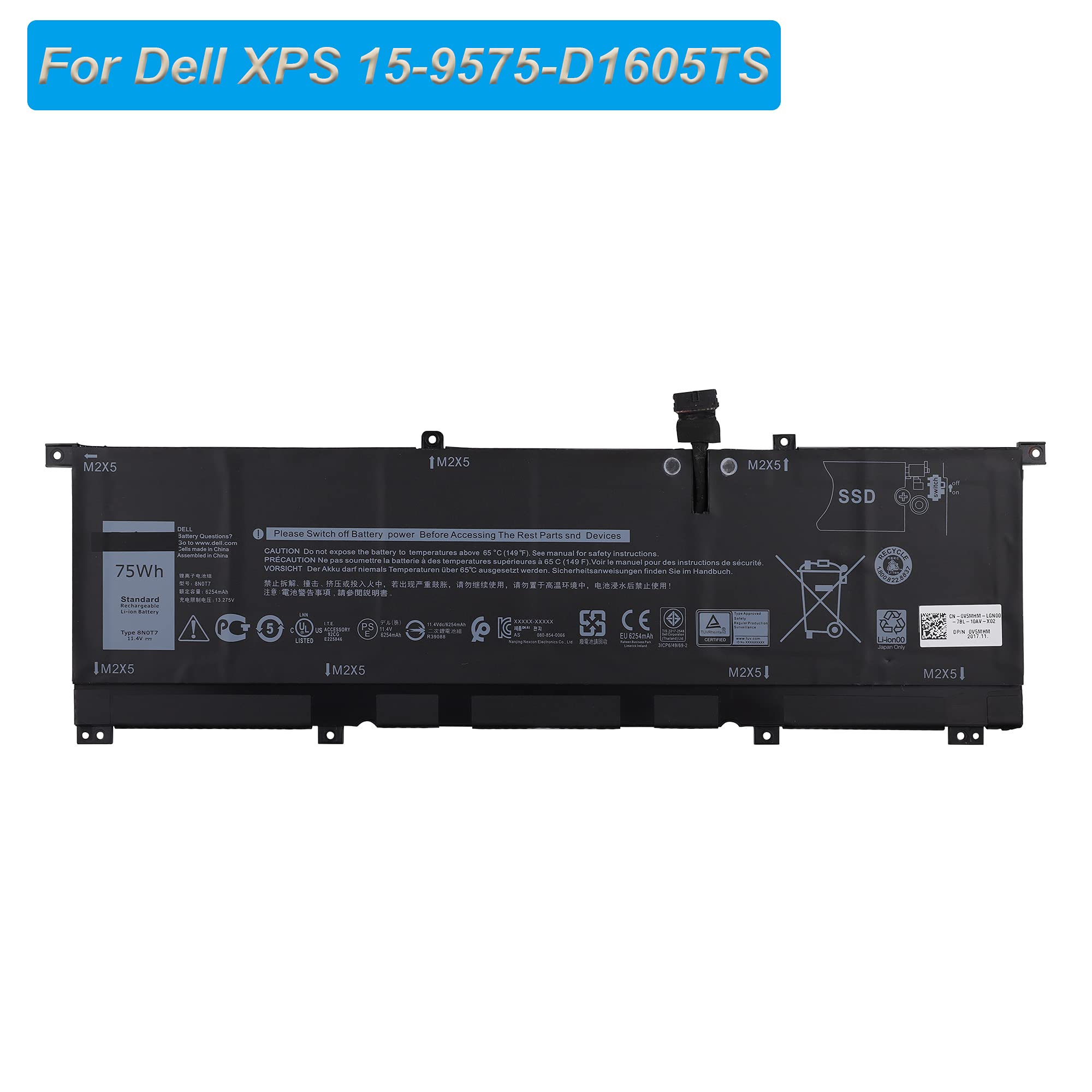 GDORUN 8N0T7 Laptop Akku für Dell XPS 15 9575 P73F001 15-9575-D1805TS GDORUN 8N0T7 Laptop Akku für Dell XPS 15 9575 P73F001 15-9575-D1805TS