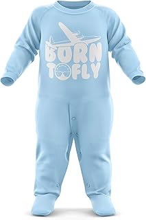 FunkyShirt Baby Future Pilot Born to Fly Baby Romper Suit - Future Pilot First Birthday Present - Newborn Romper Babygrow