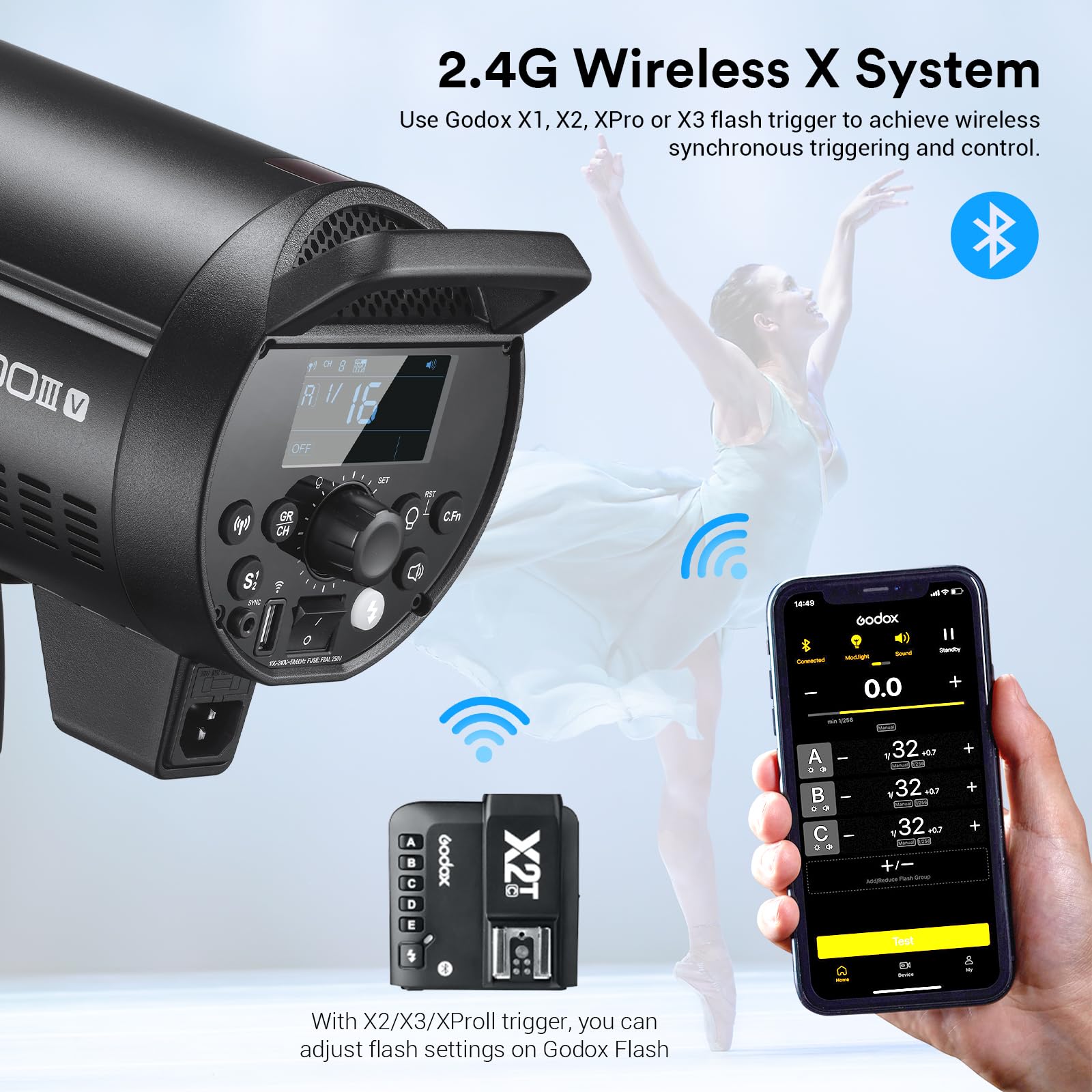Godox DP400III-V DP400III V Studio Flash, Monoluci 400W 2.4G Wireless X System Monoluce Monolight Strobe con attacco Bowens per Matrimonio Ritratto Fotografia