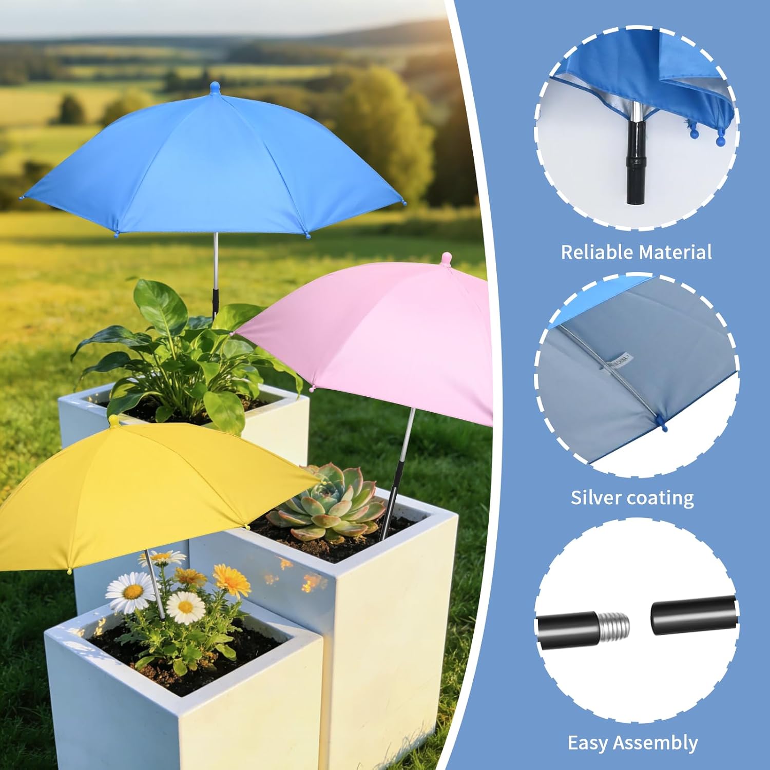 VIKKSAER 6 Pcs Upgraded Plants Sun Umbrella for Potted Plant Covers Patio Plants Shade Wind and Sun Protection Garden Plant Umbrella Shield Plants from Intense Sunlight and Wind