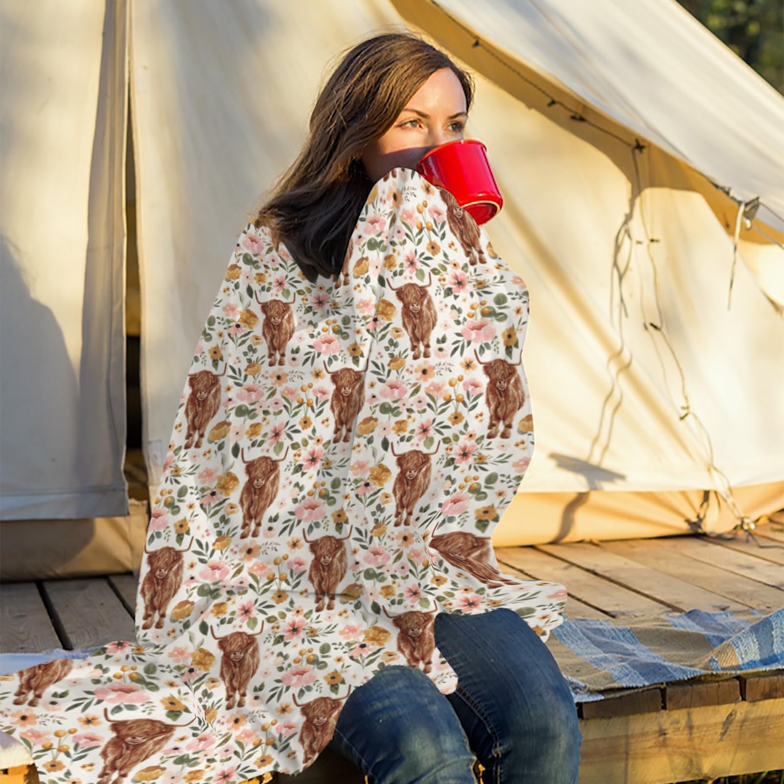Newhomestyle Highland Cow Print Blanket and Throws - Image 2