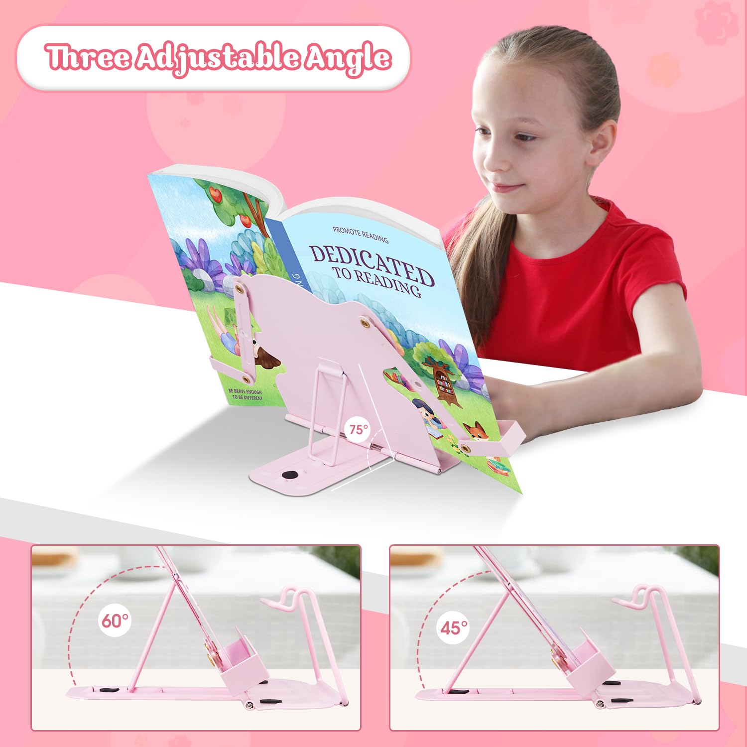 Foldable Metal Book Stand For Reading - Adjustable 3-Angle Holder For - View #9