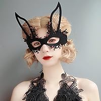 Vista 1 de 2 máscaras de mascarada para mujeres, baile de graduación, media cara, máscara de conejo sexy, máscara de ojos para Navidad, Halloween, fiesta