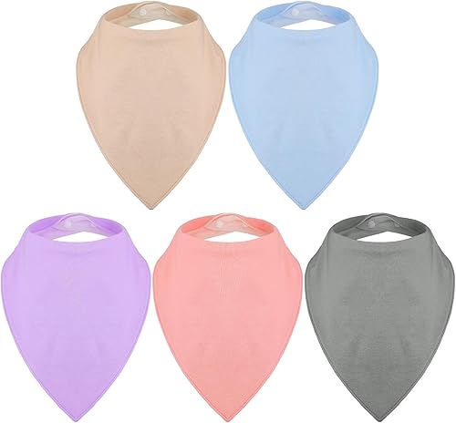 Janmercy Paquete de 5 baberos tipo bandana para adultos, suaves, grandes, absorbentes, impermeables, para niños de 4 años en adelante, adolescentes,