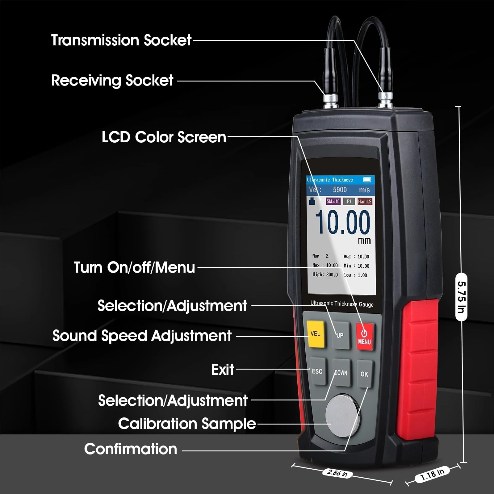 Calibro di Spessore Misuratore di spessore ad ultrasuoni 0,01 mm Res 1-300 Tester NDT 1500 registri for strumento tecnico ispezione della corrosione tubi metallici