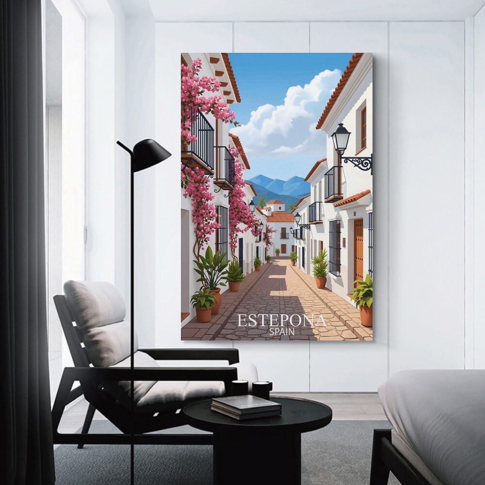 Junmoney Estepona, Spain Street View Hanging Wall Art, 24x36inch(60x90cm), for New Homes, Bedrooms Or Workspaces, Thoughtful Wall Decor for Art Lovers