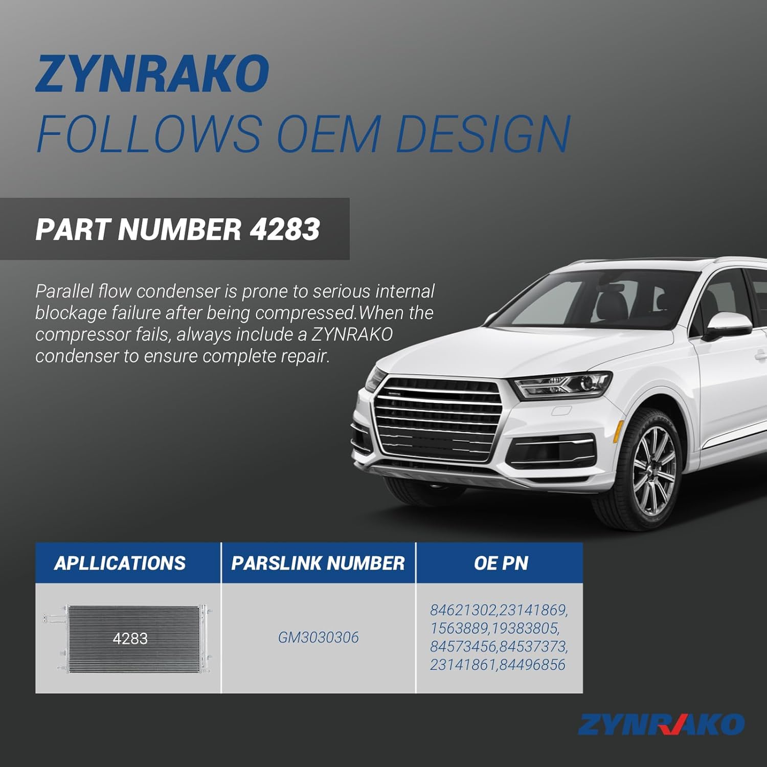 Air Conditioning A/C AC Condenser 15-63889 (19383805) with Automatic Trans Oil Cooler for Chevrolet Tahoe Suburban 2015-2017-2020 for Chevy Silverado 1500 for GMC Sierra 1500 2014-2018 Replace 4283