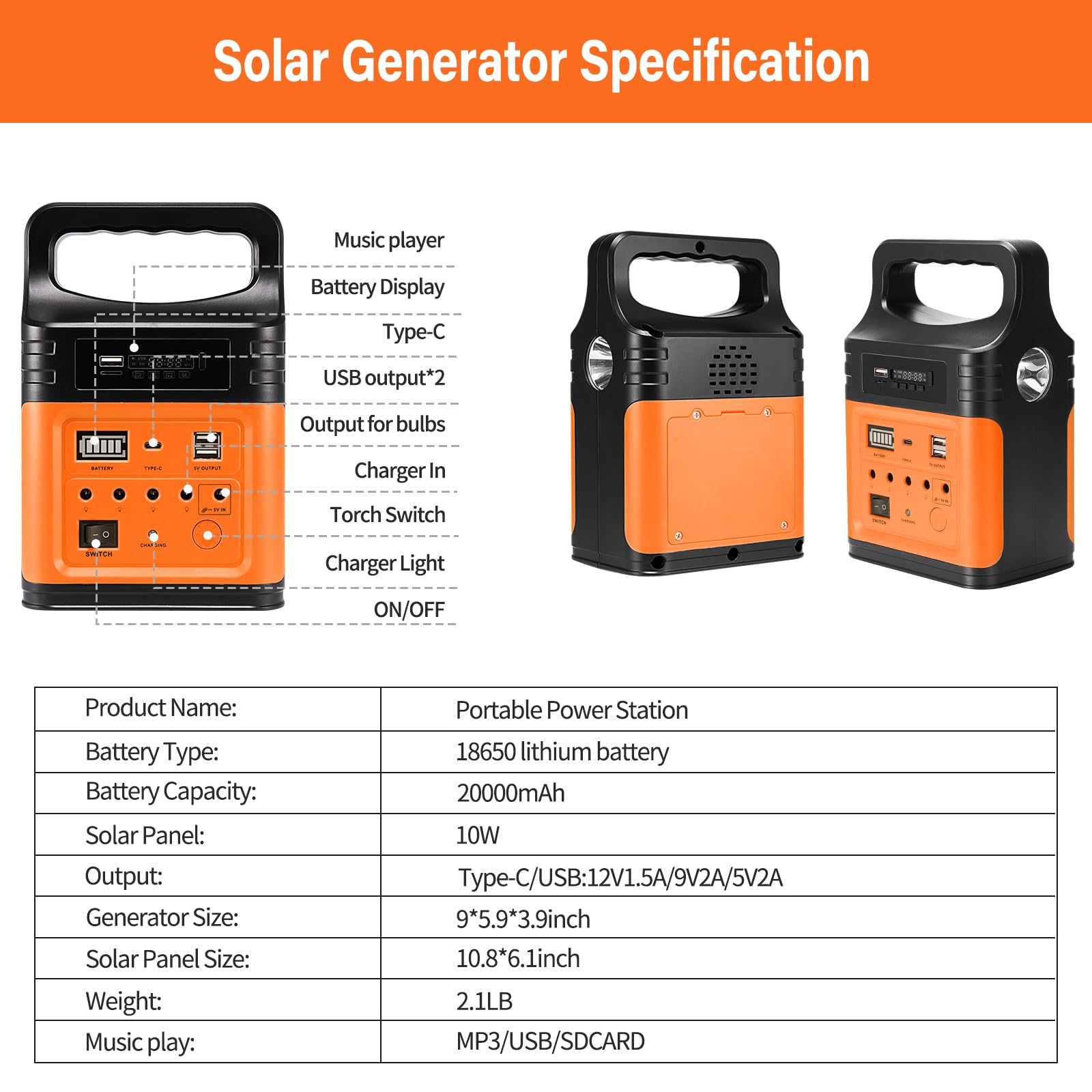 VCLPOWER 20000mAh DC Power Bank Station with Solar Panels,12V/9V Type-C Output Fast Charging Portable Power Station for Home Emergency Outdoor Camping — view 9
