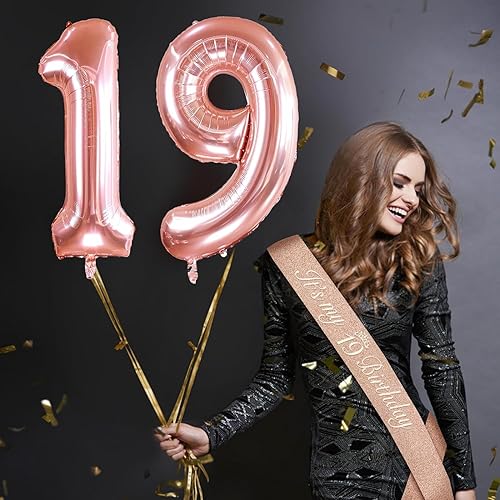 Miniatura 75 de Decoraciones de cumpleaños número 17 para niña, incluyendo tiara y banda de cumpleaños de 17, decoración para pastel y velas, globos de números