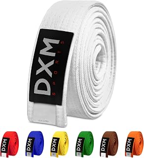 DXM Sports Durable 100% Cotton Martial Arts Belt for Karate Taekwondo Judo Aikido - Double Stitched Kids Adults Blue Yellow Orange Green