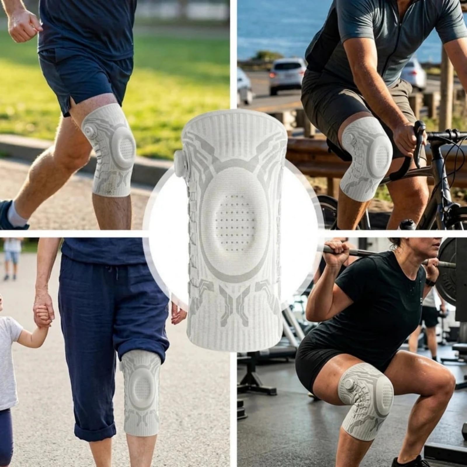 MEIION RipoZen Ginocchiera Regolabile con Manopola | Supporto Ginocchio Stabile Traspirante,Design Ergonomico Antiscivolo per Sport e Uso Quotidiano