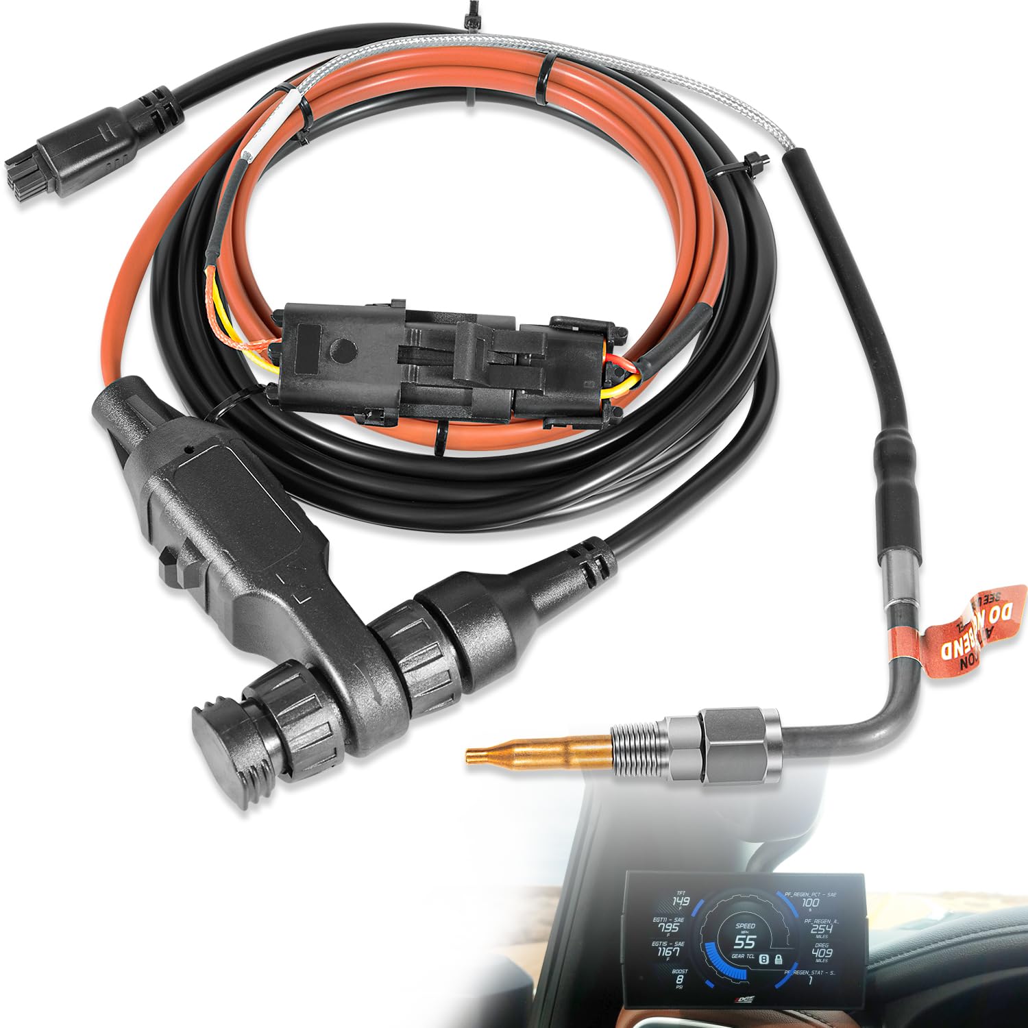 Replacement 98620 EAS EGT Probe Kit for Edge CTS3, CTS2, CS2, CTS & CS Insight Monitor - Expandable Exhaust Gas Temperature Sensor with EGT Probe & 15" Lead - Heavy Duty Pyrometer for Diesel Trucks