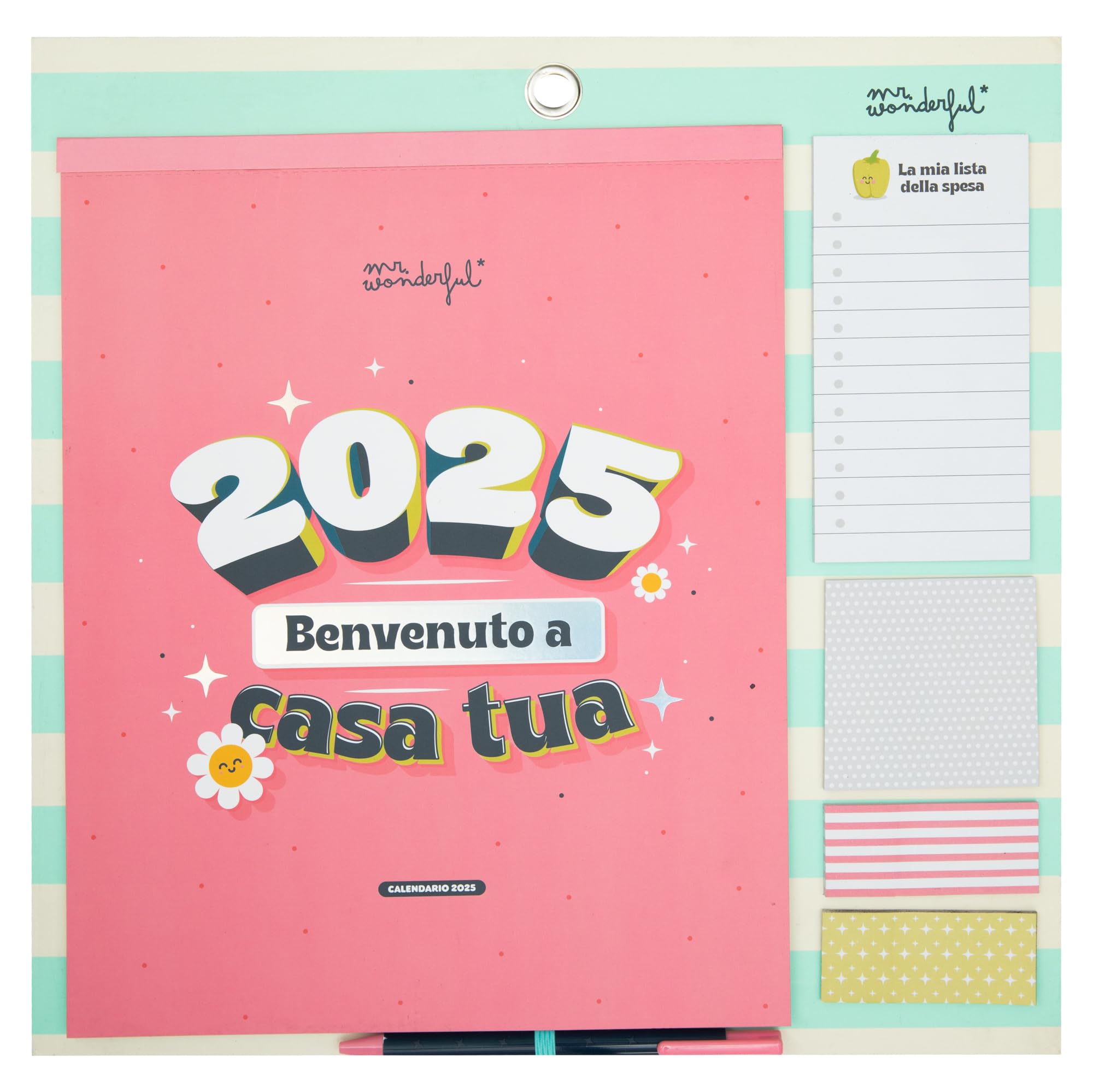 Mr. Wonderful - Magnetic Wall Calendar 2025-2025, Welcome to Your Home - Includes 4 Sheets of Stickers, 2 Sticky Notes and a Pen