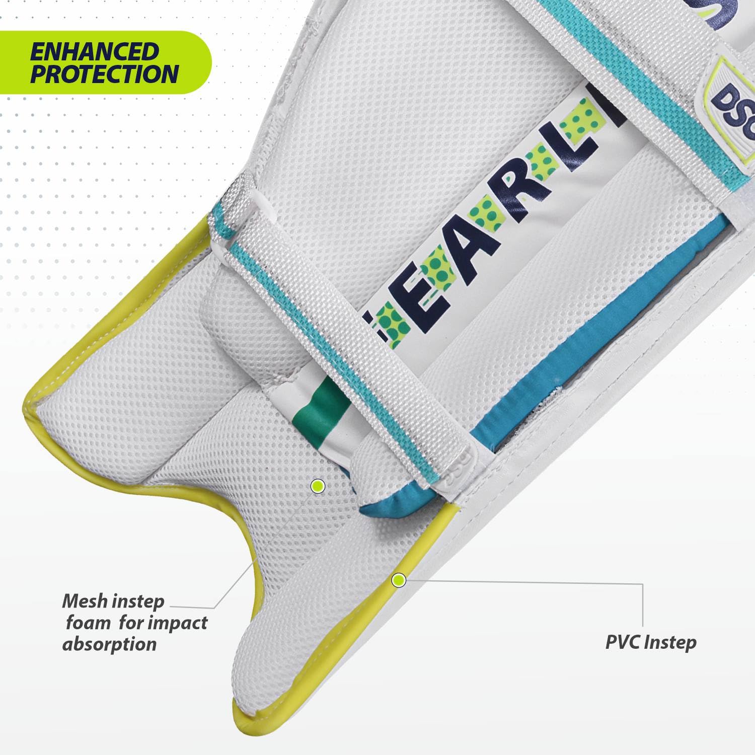 DSC Intense Rage Leg Guard, Boys-Left (White-Red) 3