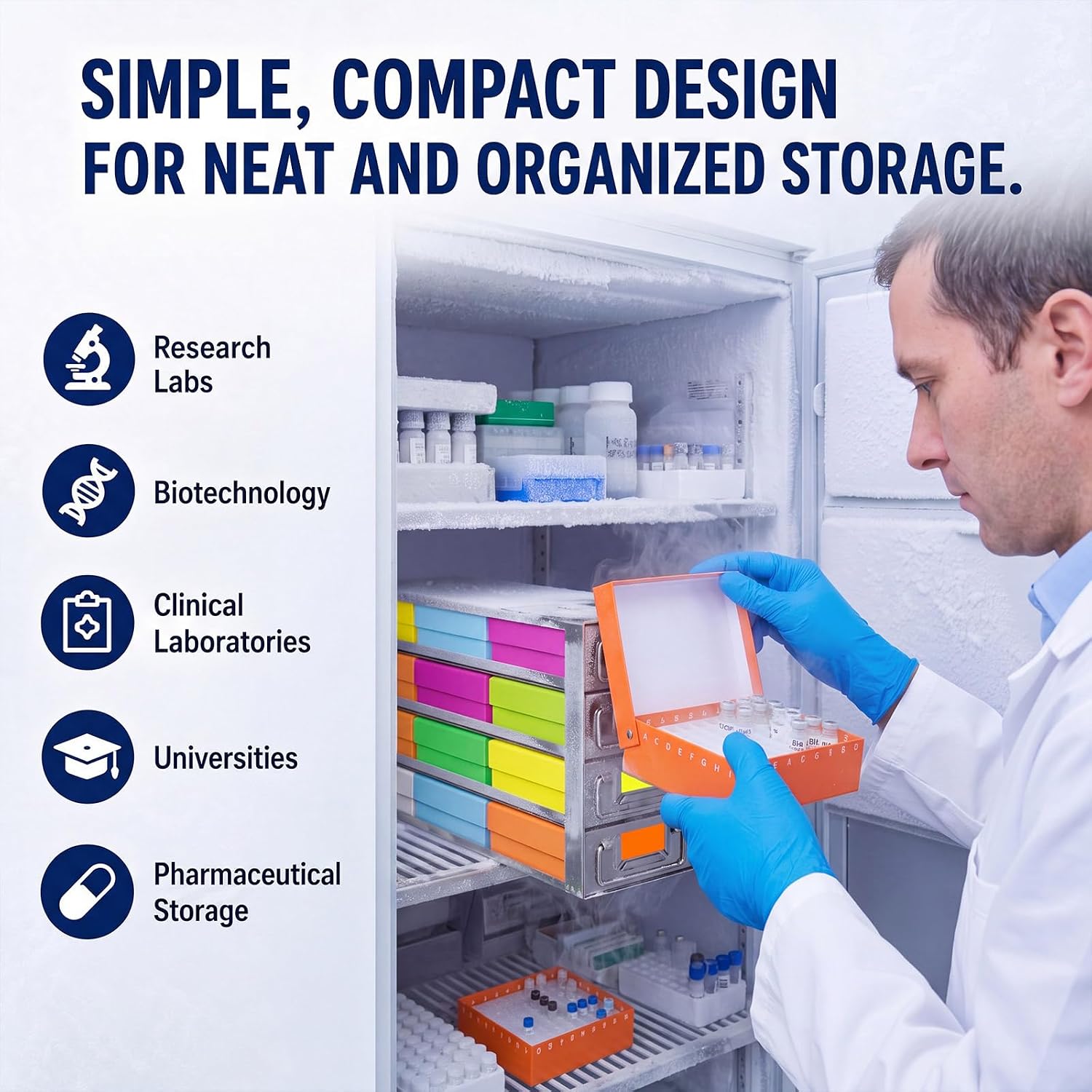 Hicarer 2 Pack Cryogenic Box Rack for 2 Inch Storage Boxes, 12 Capacity Freezer Rack for -248 F Ultra-Low Temperature Freezers, 304 Stainless Steel Cryogenic Organizer for Laboratory Sample Organize