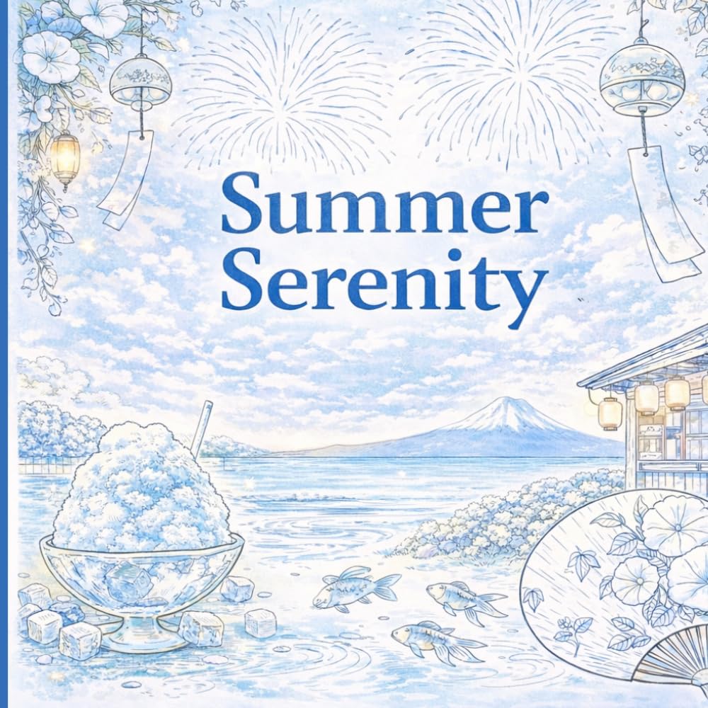 Summer Serenity Coloring Book: 70 Easy & Relaxing Designs | Japanese Summer Scenes for Adults | Single-Sided Pages for Stress Relief & Mindfulness (Seasonal Serenity Coloring Book Series)
